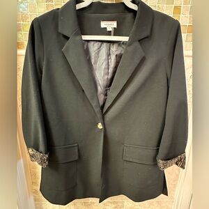 Black blazer with gold sequins cuff sleeves. Size Small